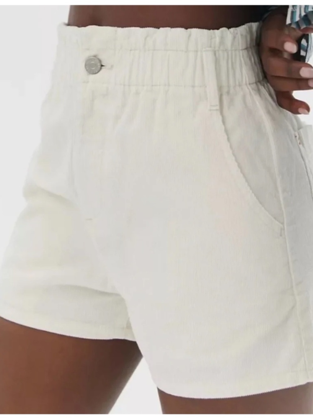 BDG Cream Corduroy Pull-On High Waisted Mom Shorts Size Small